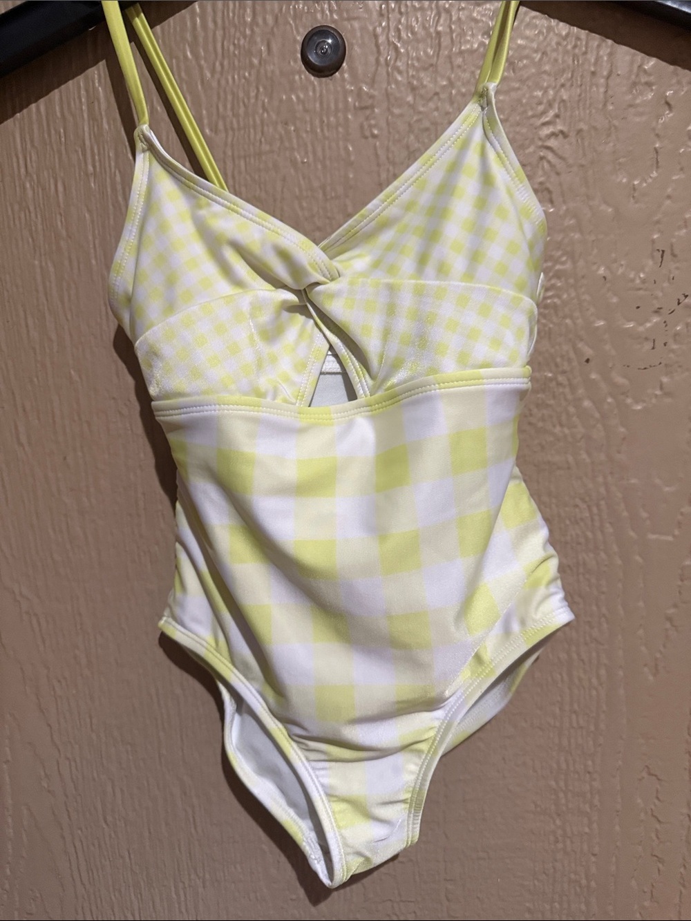 Cat & Jack Yellow Gingham One-Piece Swimsuit